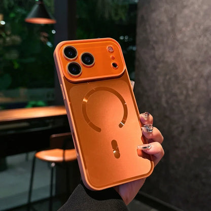 Big Window Blue Ray Magnetic Phone Case For iPhone 17 13 14 15 16 17 Pro Max Magsafe Bling Original Charging Protector Cover