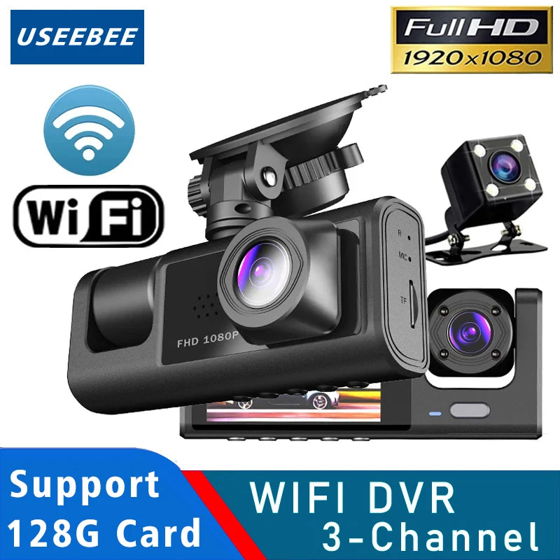 3 Camera WIFI Dash Cam Cabin Car Dvr 1080P Interior Vehicle Three Way Channel Dvrs Recorder Video Registrator Dashcam Camcorder