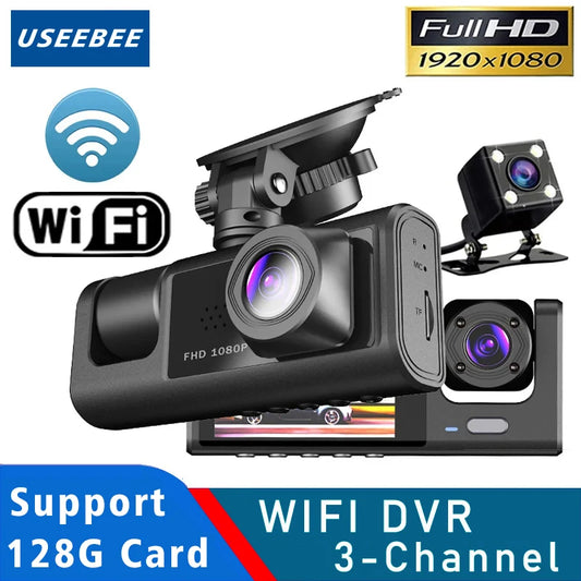 3 Camera WIFI Dash Cam Cabin Car Dvr 1080P Interior Vehicle Three Way Channel Dvrs Recorder Video Registrator Dashcam Camcorder