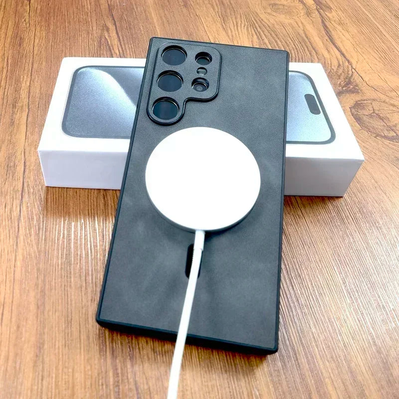 Vintage Leather Case For Magsafe Wireless Charging For Samsung Galaxy S24 S23 S22 S21 Ultra Plus FE Note 20 S 23 S23Ultra Covers - covers4phones