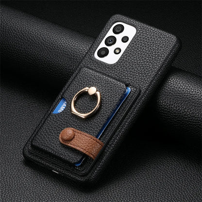 Ring Leather Phone Case for Samsung Galaxy S25 23 S21 FE S24 Ultra S22 Plus A54 A15 A25 A35 A55 Wallet  with Card Holder Cover