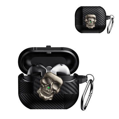 Lock Case For Samsung Galaxy Buds 3Pro with Keychain Funny TPU Cool Skull Carbon Fiber Protective Case For Samsung Galaxy Buds 3