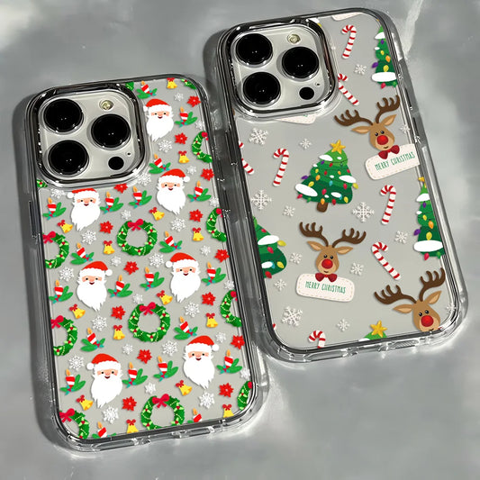 Santa Claus Elk Snowman Christmas Phone Case For Google Pixel 10 9 8 8A 9A XL Pro 4G 5G Transparent Soft Silicone TPU Back Cover
