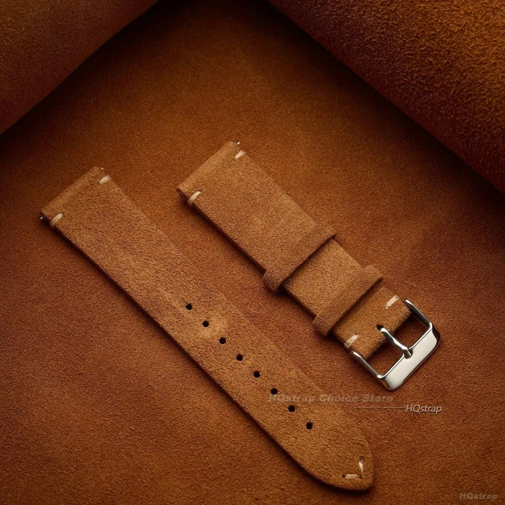 Quick Release Soft Suede Strap 22mm 18mm 20mm for Samsung Watch6 5/4/3 Calfskin Bracelet for Women Men Wristband Hand Sewn Band