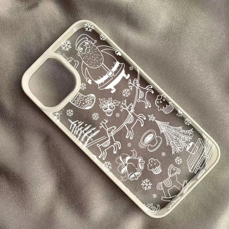 Cartoon Snowflake Christmas Tree Phone Case For iPhone 13 12 11 16 15 14 Pro Max X XR XS 7 8 Plus SE 2020 Anti-Fall Clear Cover
