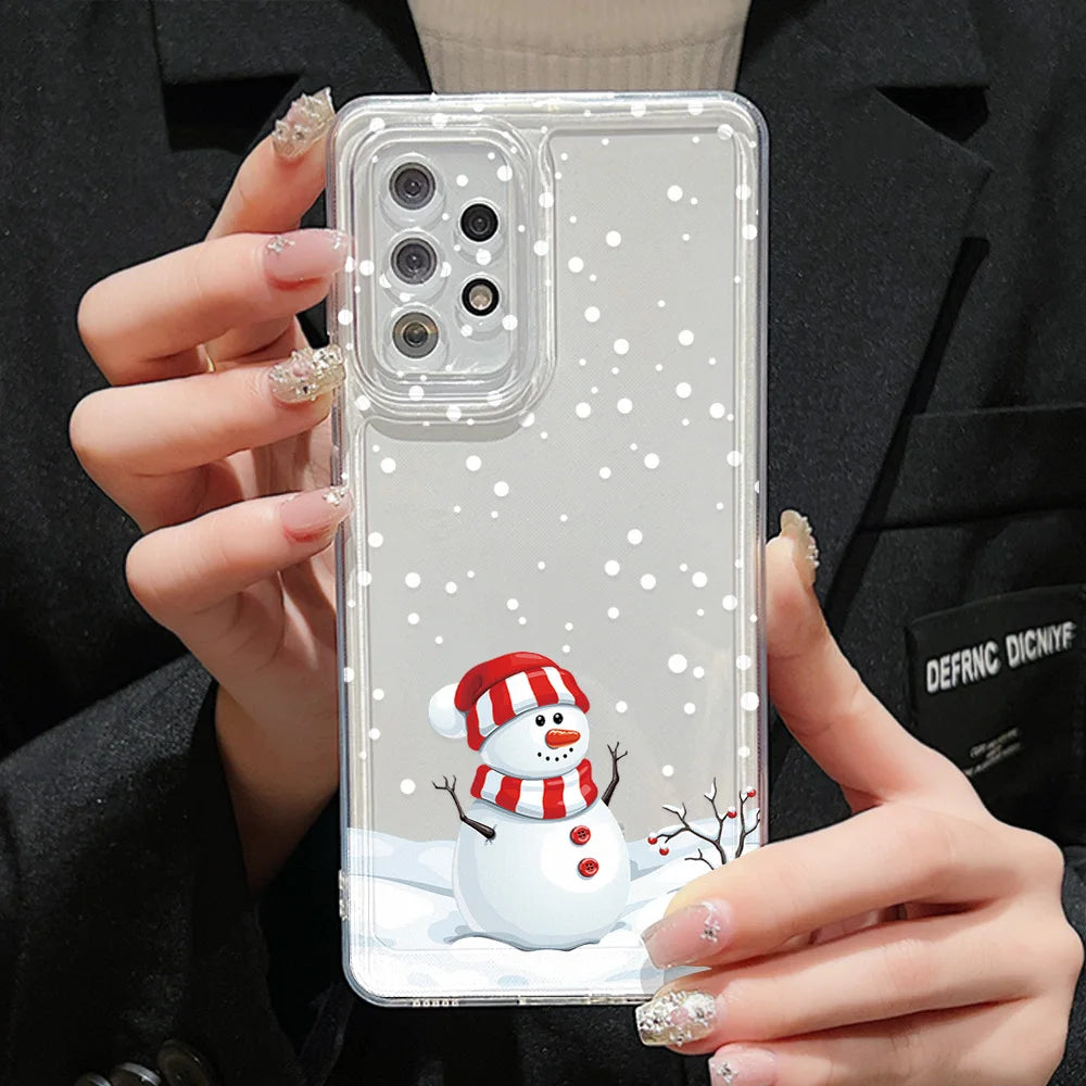 Merry Christmas Phone Case For Samsung A55 5G S24 Ultra A54 A53 A35 A15 A16 S23 FE S22 S21 S20 FE Soft TPU Carcasa Funda Cover