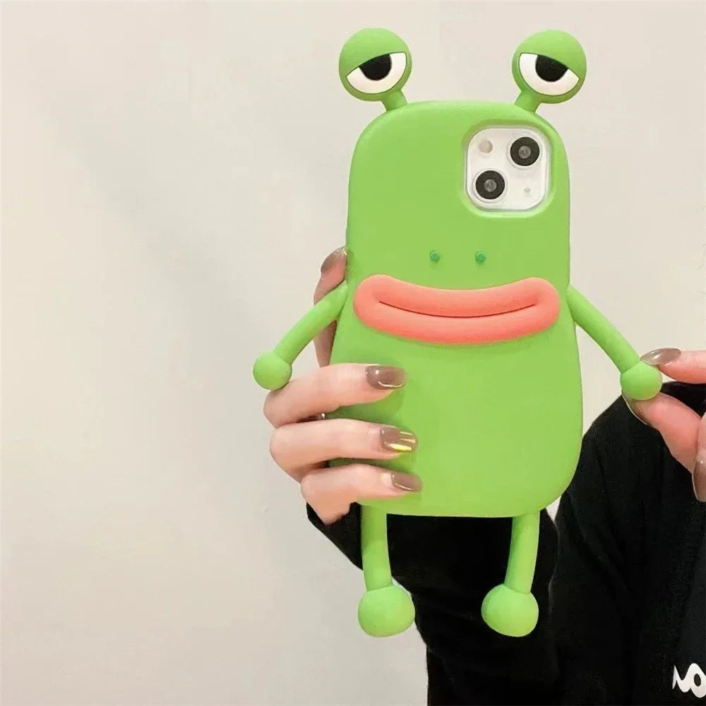 Super Cute 3D Long Legs Sausage Mouth Frog Silicon Case For iphone 15Pro Max 11 12 13 14Pro Xs Xr 7 8Plus X Soft Cover