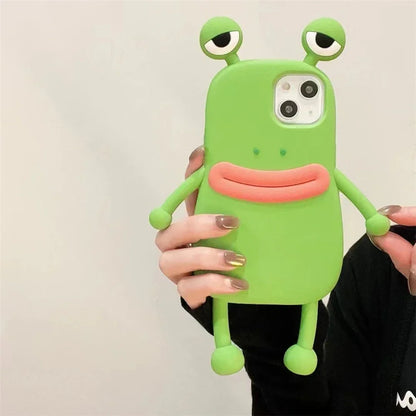 Super Cute 3D Long Legs Sausage Mouth Frog Silicon Case For iphone 15Pro Max 11 12 13 14Pro Xs Xr 7 8Plus X Soft Cover