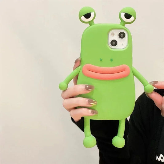 Super Cute 3D Long Legs Sausage Mouth Frog Silicon Case For iphone 15Pro Max 11 12 13 14Pro Xs Xr 7 8Plus X Soft Cover