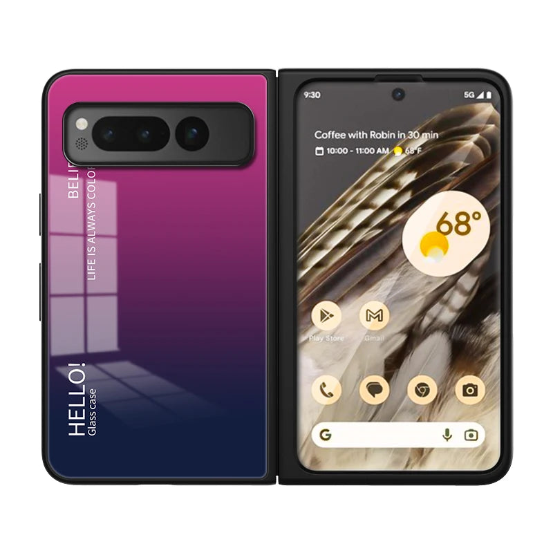Google Pixel Fold gradient pattern glass phone case