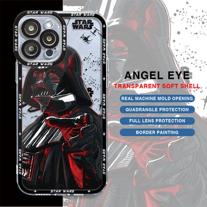 Stars Anime Wars Phone Case for iPhone 7 8 XR 13 Mini 11 12 Pro XS Max 14 Pro Max SE 15 Plus Shell TPU Cover Transparent Soft