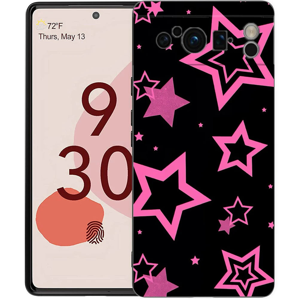 Star Art Phone Case For Google pixel 9 8 7 6 Pro 8A 6A 7A 5G Silicone Shockproof Black Cover Fundas