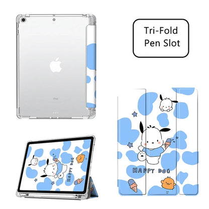 For Ipad 10th Generations Cartoon Pochacco Case 9th 8th 7th 10.2in Kawaii Silicone Soft Case Pro 11in Air4 5 Mini6 Tablet Case