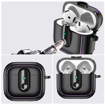 Armor Lock Earphone Cover For AirPods 4 Pro2 3 2 1 Case TPU PC Shockproof Headphone Coque For AirPods Pro 2 2nd 4th Gen Cases