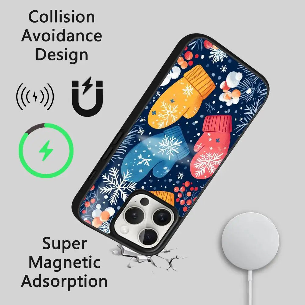 Christmas Gloves phone case for iPhone 17 16 15 14 13 12 11 Pro Max Plus Mini Magsafe Magnetic Wireless Mirror Funda