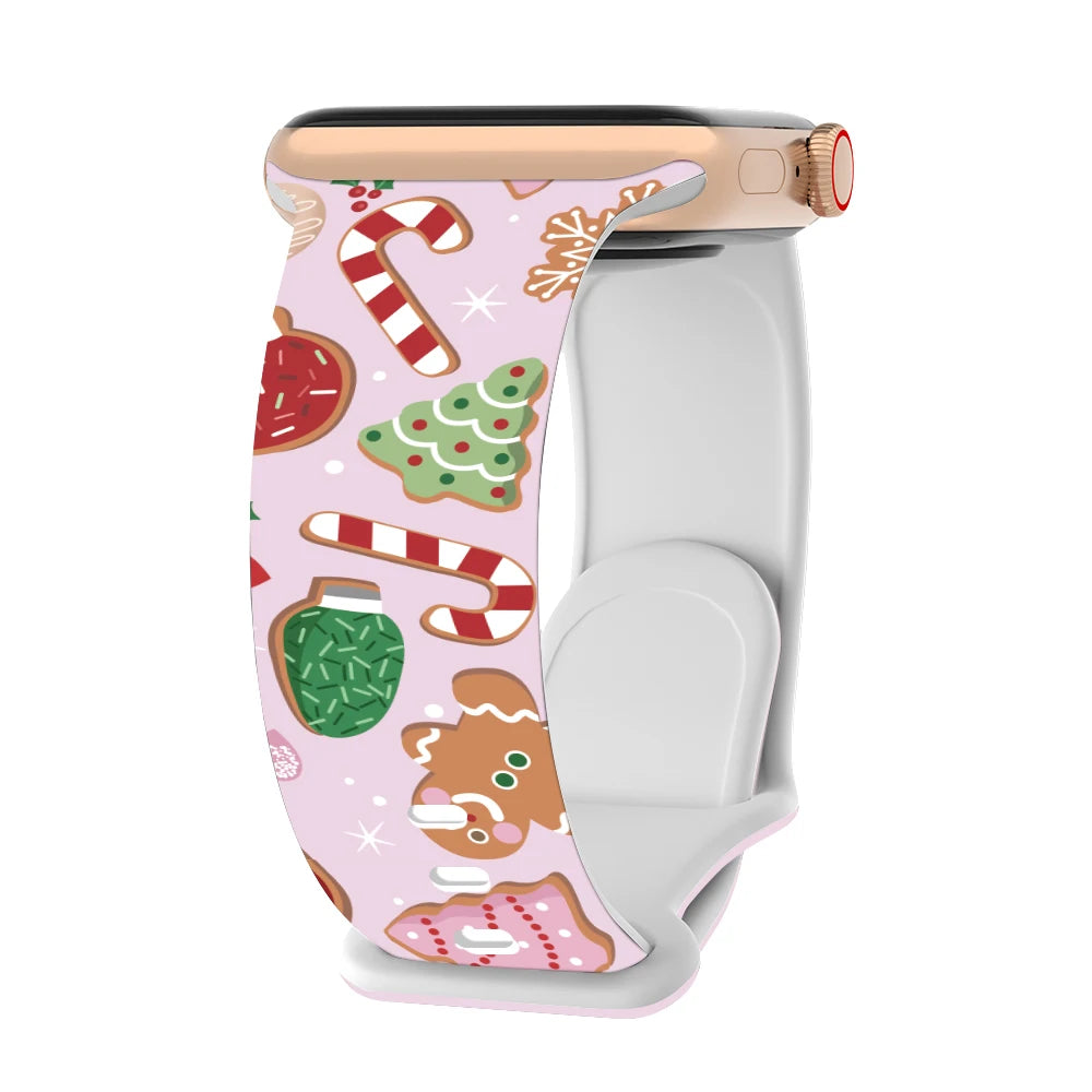 Silicone Christmas Band for Apple Watch Strap 46mm 41mm 42mm 44mm 45mm 49mm Sport Bracelet for iWatch 11 10 9 8 7 6 5 SE Ultra 3