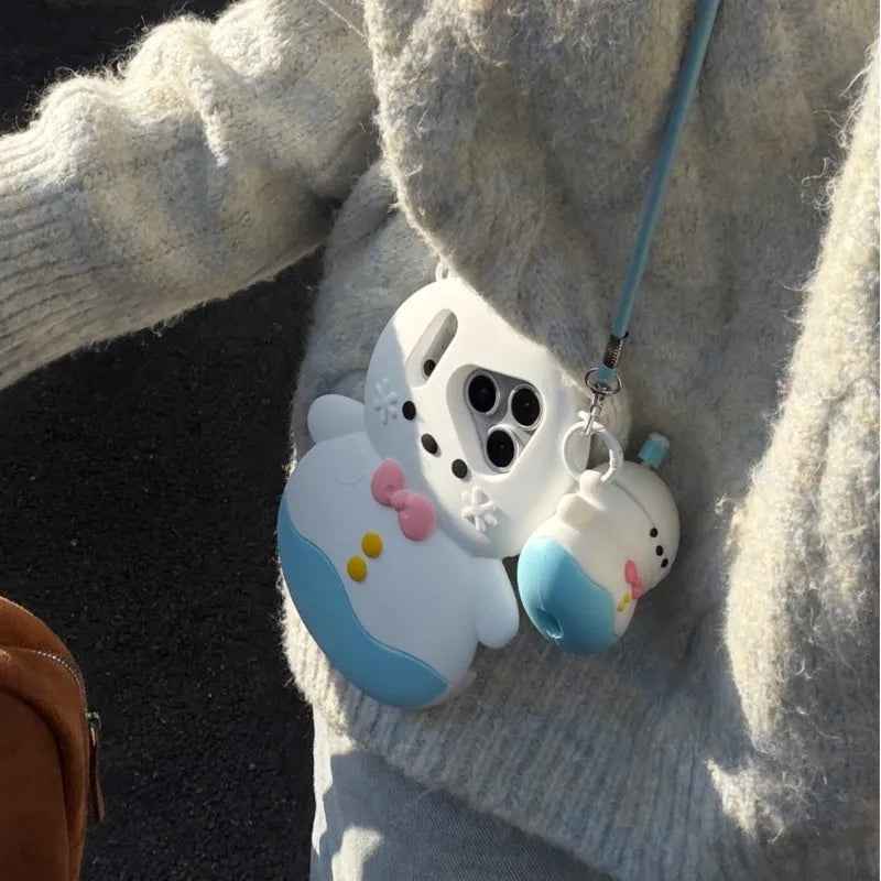 3D Cartoon Winter Snowman Earphone Case For AirPods1 2 3 AirPods 4 AirPods Pro Pro3 Pro2 Cute silicone shockproof Case Christmas