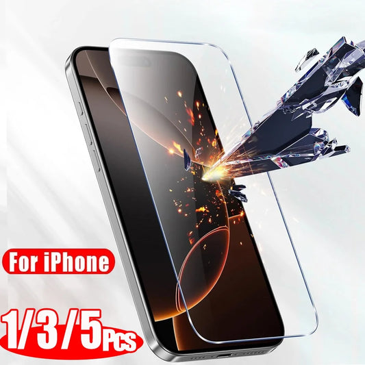 1~5PCS HD Protective Glass For iPhone 17 16e 16 15 14 13 12 Pro Max Screen Protector Film For iPhone 11 13 Mini Tempered Glass