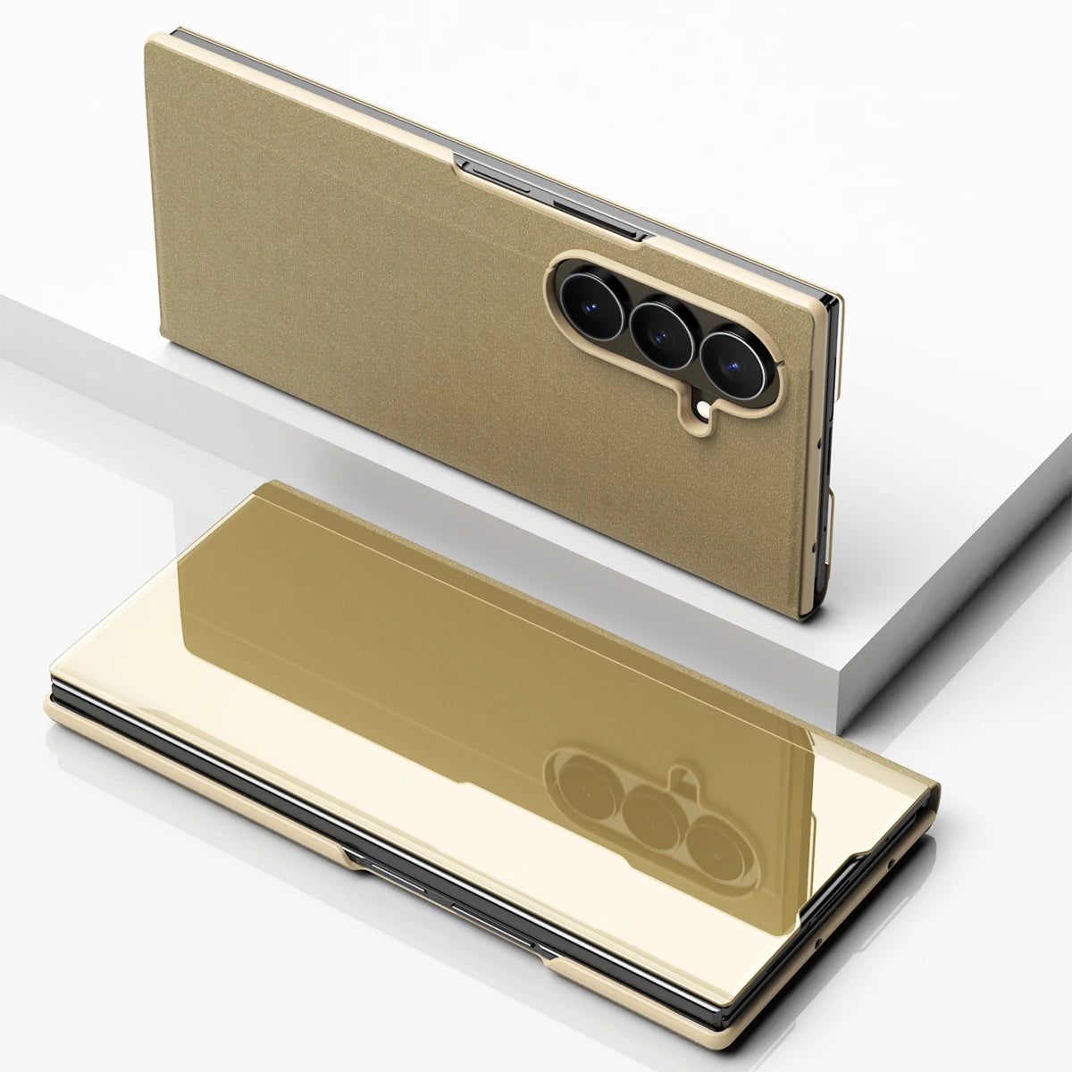 Mirror Flip Case For Samsung Galaxy Z TriFold Tri Fold Folding Plating Stand Holder Luxury Hard Plastic Shockproof Fashion Cover