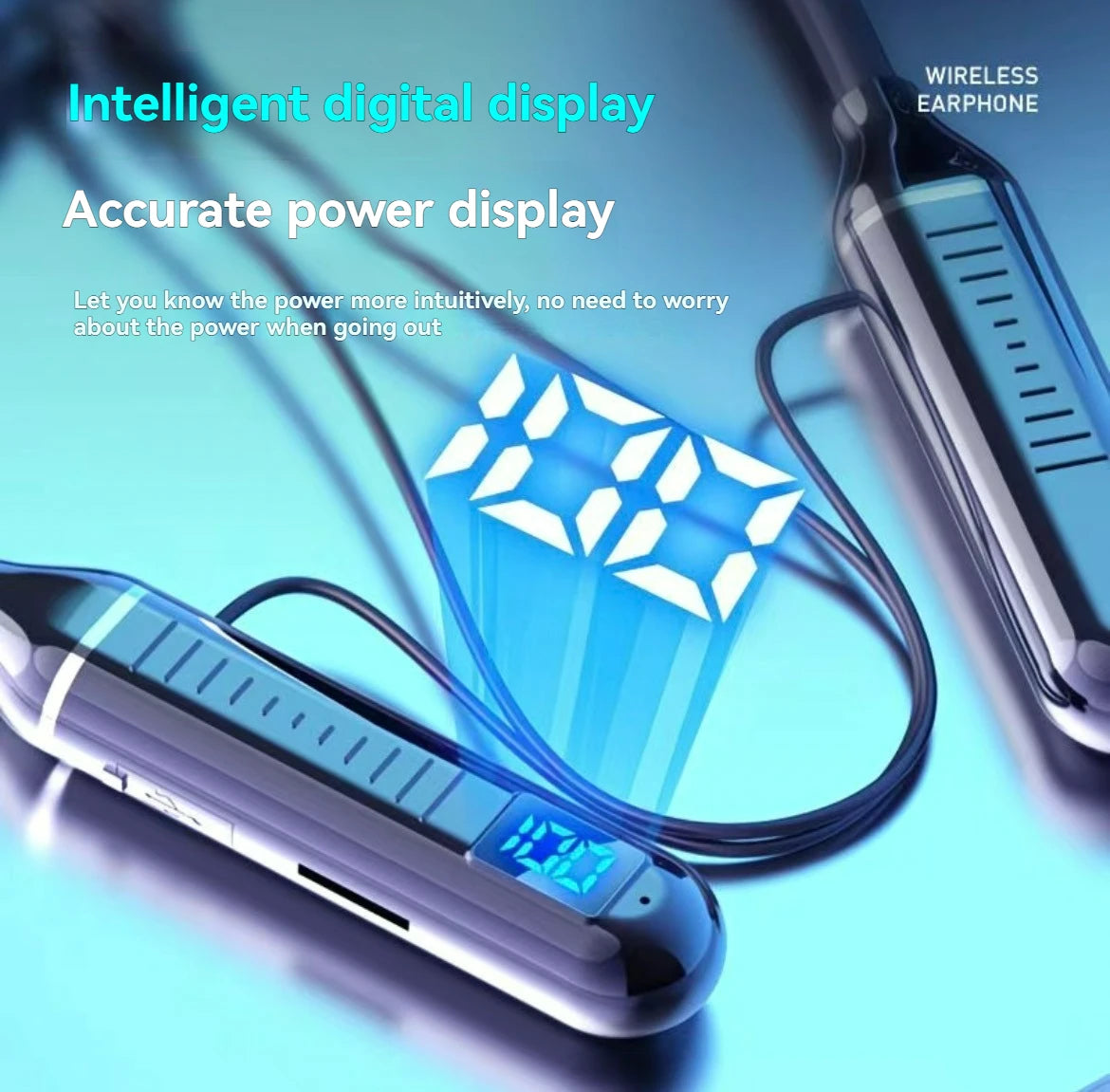 Wireless Headset 5.3 Neck Strap Headset Gaming LED display Stereo Sports headset with magnetic earbuds