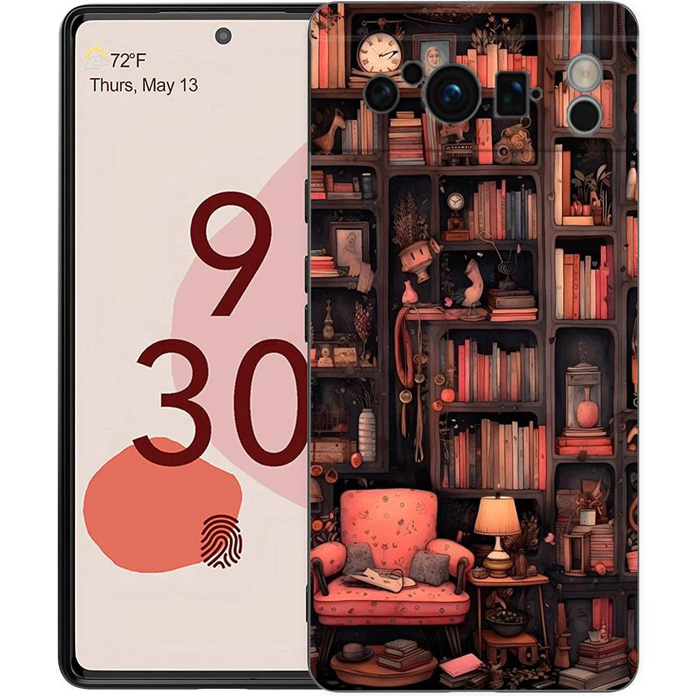 Read Books illustration Phone Case Cover for Google Pixel 9 8 7 6 7A 6A Pro Shockproof Silicone Soft 9 Pro XL Shell Capas Fundas