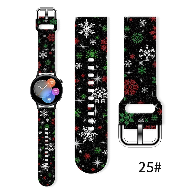 20mm Christmas Series 5 Strap for Samsung Galaxy Watch 7/6/5 40mm 44mm Band Replaceable Bracelet for Xiaomi Huawei Amazfit Watch