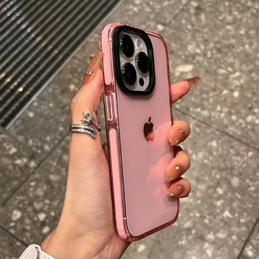 Luxury Transparent Airbag Phone Case For iPhone 16 15 ProMax 14 16 Plus 13 12 Pro Max 11 Contrasting Bumper Shockproof TPU Cover