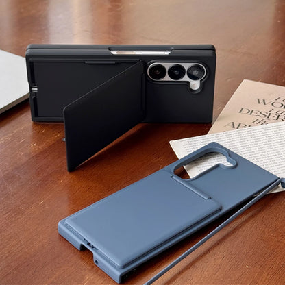Flip Slot Card Wallet Clip Stand Phone Case For Samsung Galaxy Z Fold 7 6 5G Fold6 ZFold6 zfold6 Solid Color PC Protective Cover
