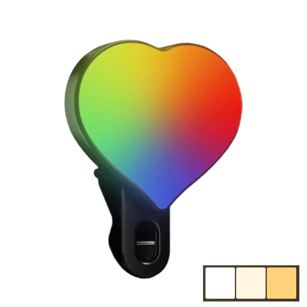 RGB Clip-On Selfie Ring Light with 3 Color Temperatures, Portable Makeup Lighting for Live Streaming, Photography, Video Calls