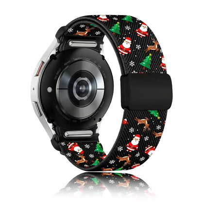 20mm Christmas Theme Nylon Stretchy Band With Magnetic Buckle Compatible With Samsung Galaxy Watch