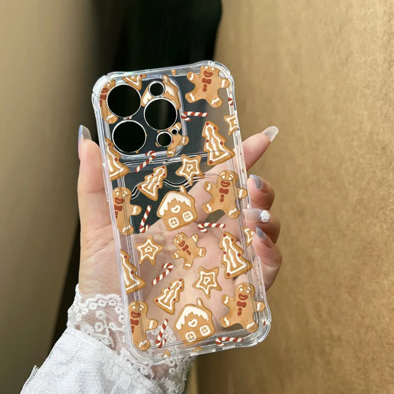 Cartoon New Year Christmas Santa Clear Phone Case for Samsung Galaxy S25 Ultra S24 FE S23 S22 S21 S20 Plus Wallet Card Bag Cover