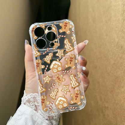 Cartoon New Year Christmas Santa Clear Phone Case for Samsung Galaxy S25 Ultra S24 FE S23 S22 S21 S20 Plus Wallet Card Bag Cover