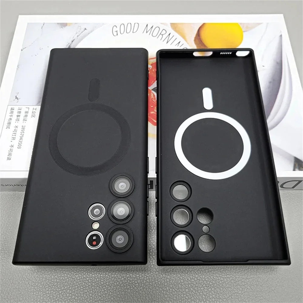 Luxury Matte Magnetic Case for Samsung S25 S24 S23 S22 Ultra S21 S20 Plus Capa for Samsung Note 20 Ultra Magsafe Phone Cover