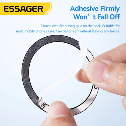 Essager 2PCS Magnetic Metal Ring for Magsafe iPhone 15 14 13 12Pro Android Phones Plate Sticker Rings For Wireless Charger Stand - covers4phones