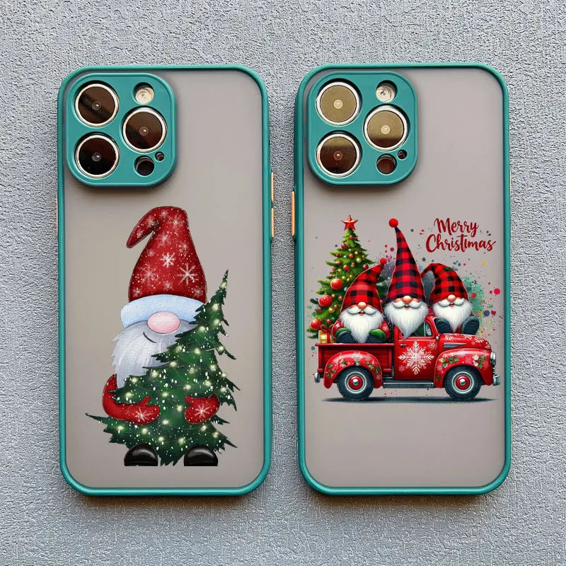 Merry Christmas Tree Santa Claus Phone Case For iPhone 16 15 14 13 12 11 Pro Max Mini X XS XR SE 7 Plus Shockproof Cover Fundas