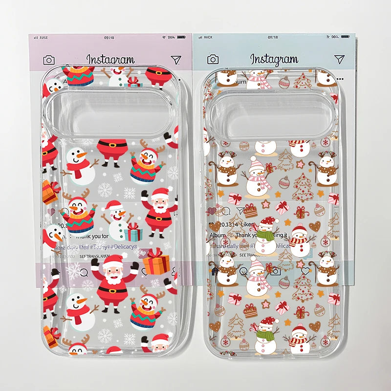 Cute Christmas Snowflake Santa Phone Case For Google Pixel 9 Pro 10 8 Pro 10 Pro XL 5G 6 7 8 8A Lovely Clear Soft TPU Cover Capa