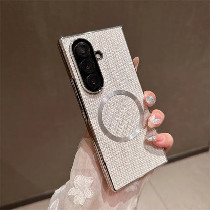 Luxury Magnet Magnetic Mini Diamond Glitter Phone Case For Samsung Z Fold 7 6 5 4 3 For Magsafe Wireless Charging Plating Cover