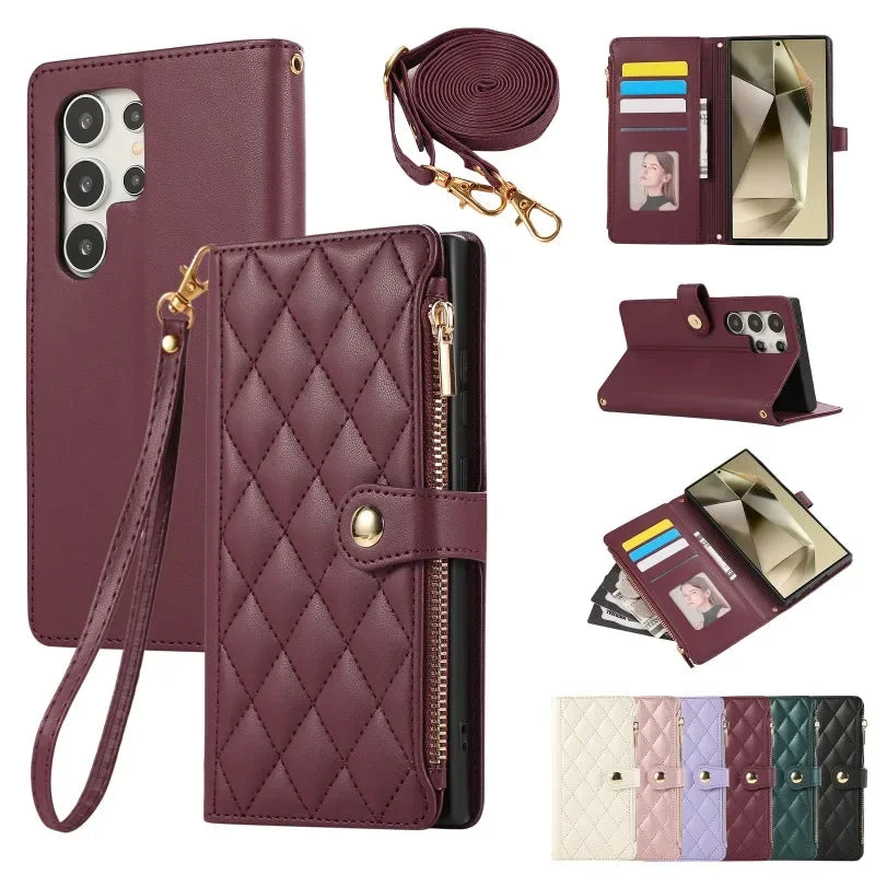 Crossbody Phone Case For Samsung Galaxy S25 S24 Ultra S23 FE S22 S21 Plus A56 A36 A26 A16 A06 A55 A15 A25 A35 A54 Wallet Cover