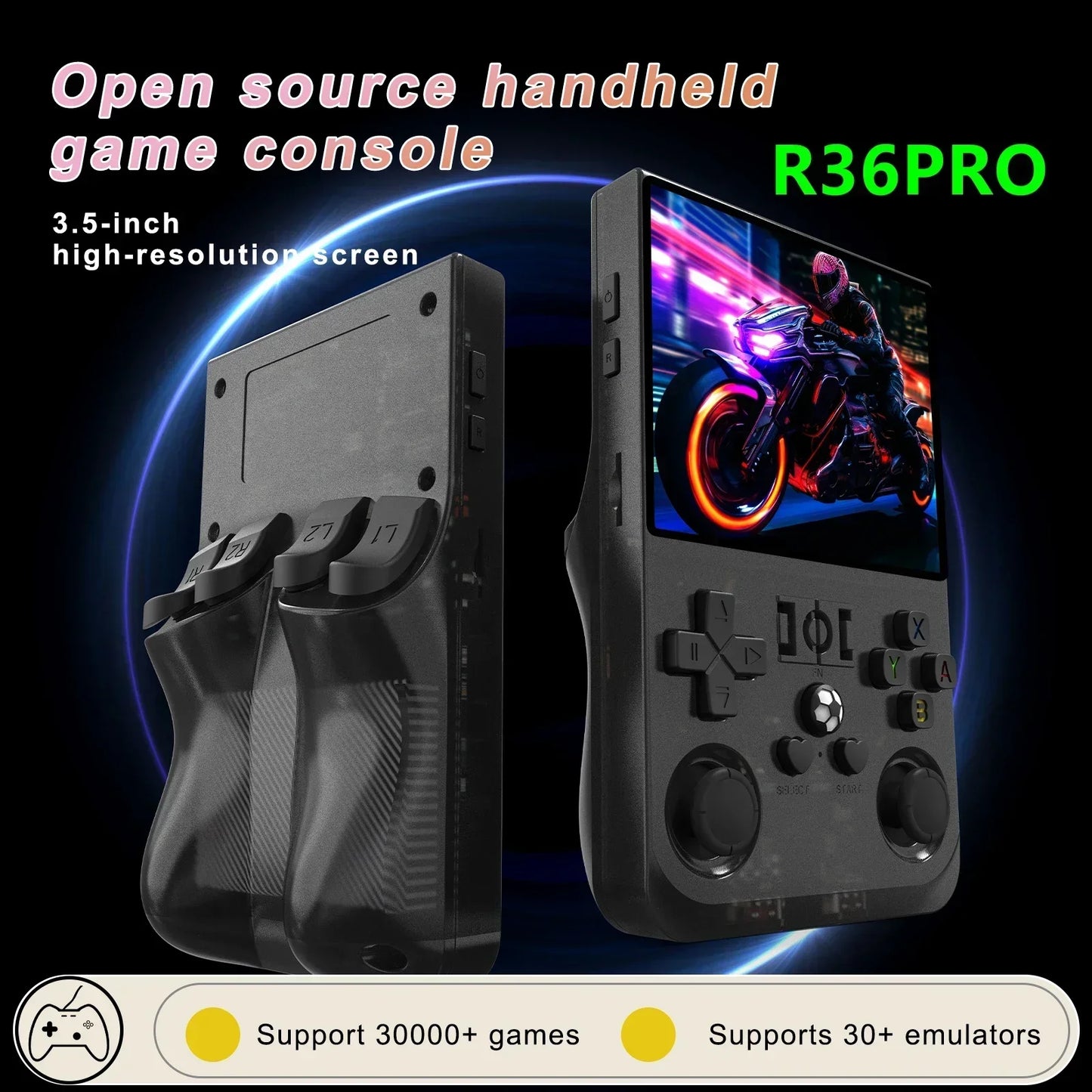R36PRO Retro Handheld Game Console Linux System 3.5 Inch IPS Screen Portable Pocket Video Player Dual Joystick 64GB 128GB Games