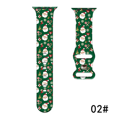 Colorful Christmas Series Strap for Apple Watch 11 10 9 8 7 SE Silicone Band Replacable Bracelet for iWatch 46mm 44mm 42mm 41mm