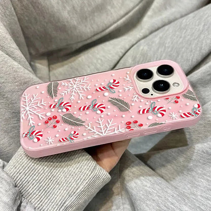 Snowflake Candy Cane Soft Winter Christmas Cartoon Phone Case For iPhone 17 Air 16 15 14 13 12 11 Pro Max Plus Y2K Kawaii Cover