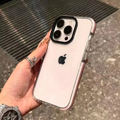 Luxury Transparent Airbag Phone Case For iPhone 16 15 ProMax 14 16 Plus 13 12 Pro Max 11 Contrasting Bumper Shockproof TPU Cover