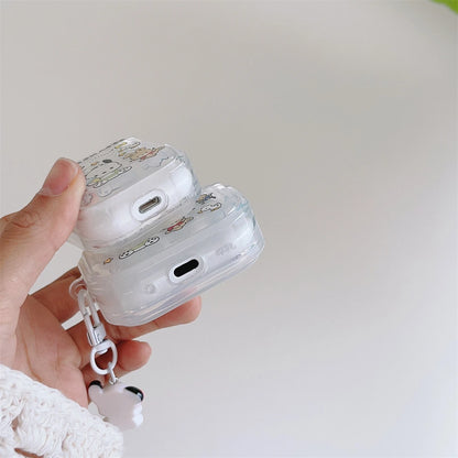 TPU Wireless Charge Headphone Case For Airpods 4,1,2,3,Pro,Pro2 Earphone Soft Cover With Hook Pochacco Cute Cartoon