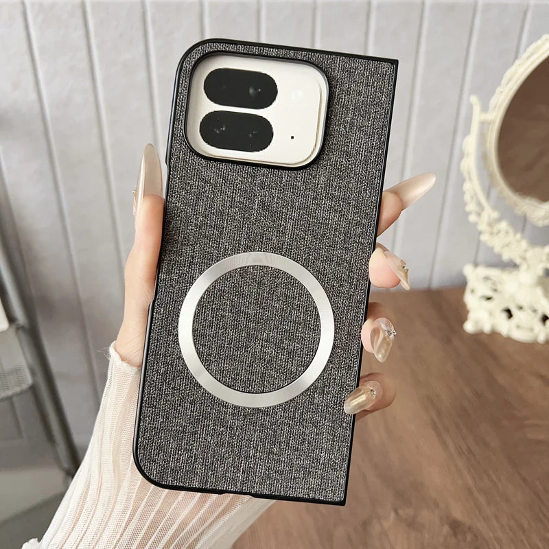 For Google Pixel 10 Pro Fold Case Magnetic PU Leather Lichee Pattern +PC Anti-slip Ultra Thin Cover for Google Pixel 10 Pro Fold