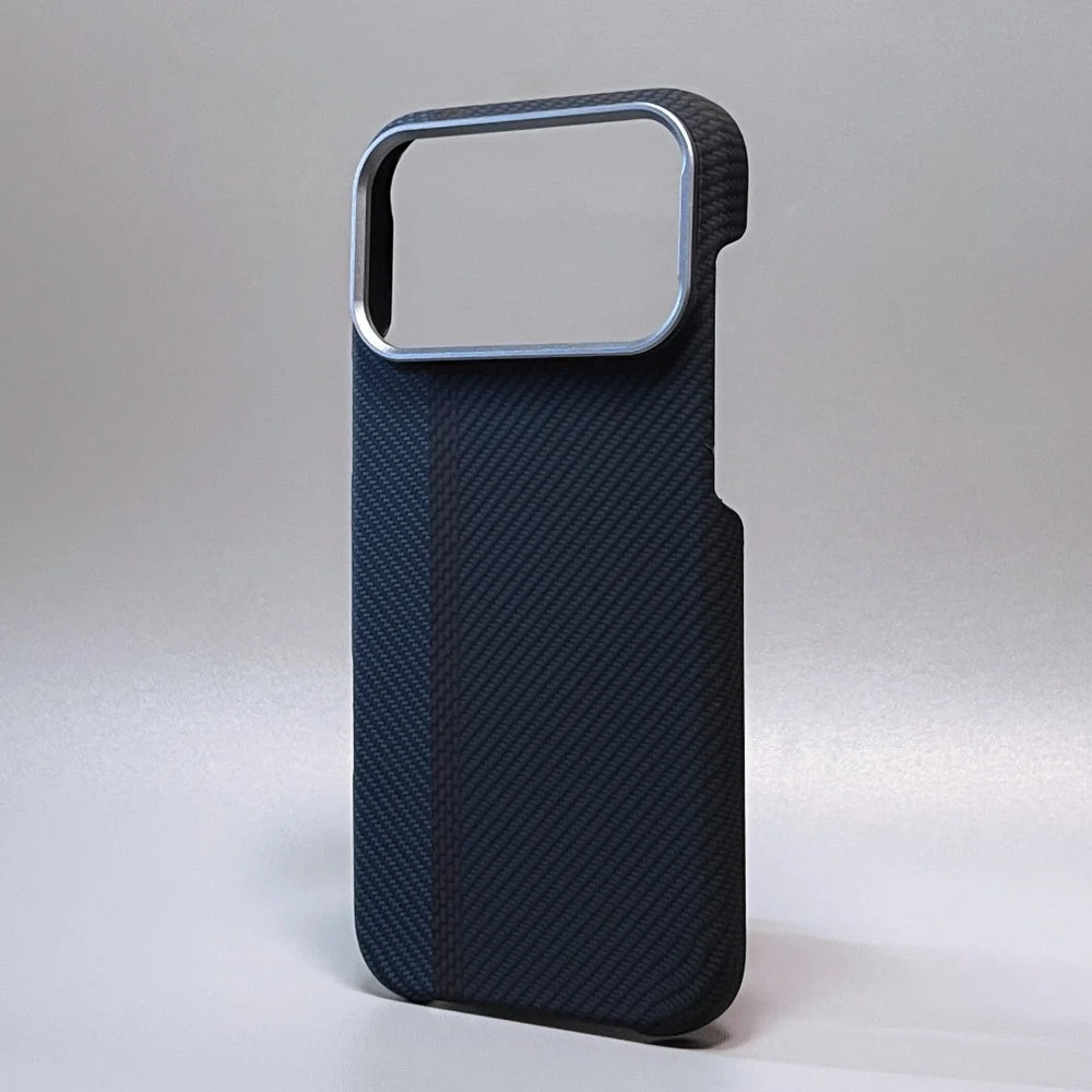 Luxury Carbon Fiber Slim Case For iPhone 17 13 14 15 16 Pro Max Shockproof Alloy Lens Camera Protective Ultra Thin Hard PC Cover