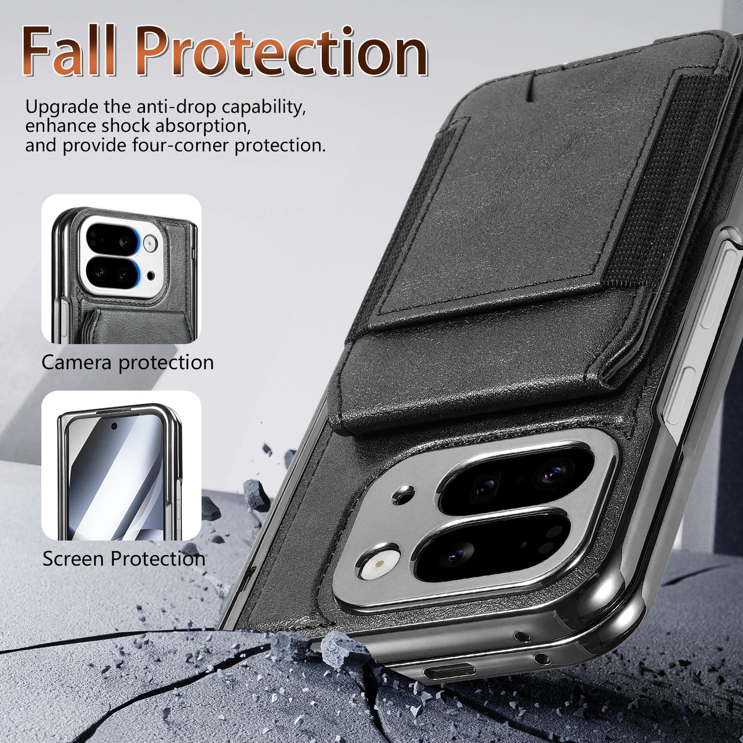 For Google Pixel 10 Pro Fold Case Protective Card Slots Leather Magsafe Holder Mobile Phone Back Cover