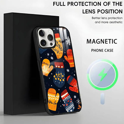 Christmas Gloves phone case for iPhone 17 16 15 14 13 12 11 Pro Max Plus Mini Magsafe Magnetic Wireless Mirror Funda