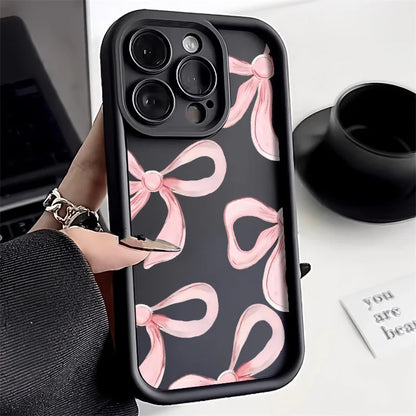 Cute Pink Bowknot Bow Phone Case For iPhone 11 Case iPhone 13 14 15 12 17 16 Pro Max X XR XS 7 8 Plus SE Protective Cover Funda