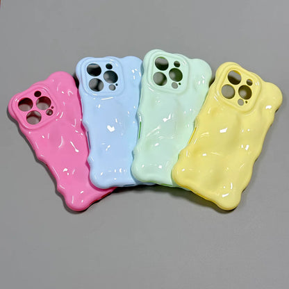 Fashion Meteorite Wave Bubble Silicone Phone Case For iPhone 16 15 Plus 14 13 12 11 Pro Max Luxury Wavy Candy Shockproof Cover