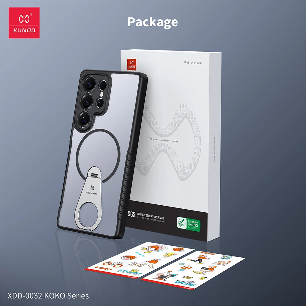 Xundd For Samsung Galaxy S25 24 23 Ultra Case with Adjustable Kickstand Magnetic Case,Anti-Slip Anti-fingerprint Matte Cover